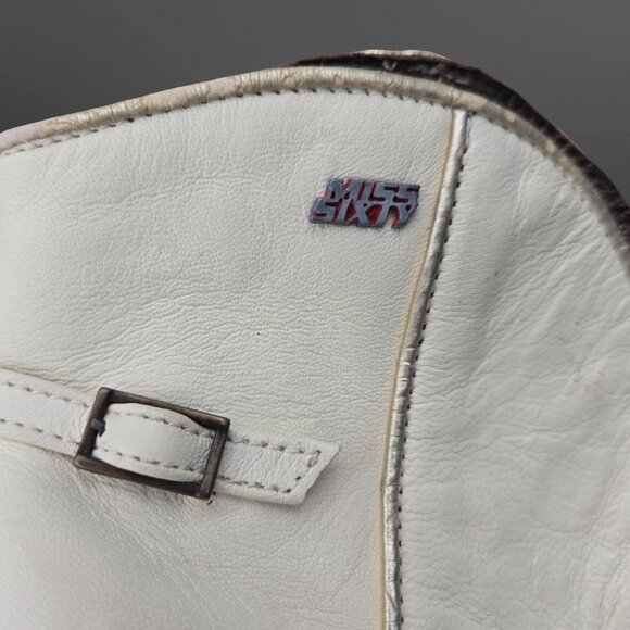 Y2K Miss Sixty Western Ankle Boots Size 40 US 9 Off White Leather Indie Sleaze - Picture 4 of 16